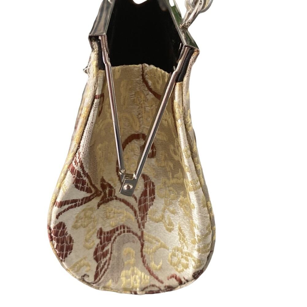 Vintage Style Damask Print Silk Yellow Clutch/ Mini Bag - Picture 6 of 10